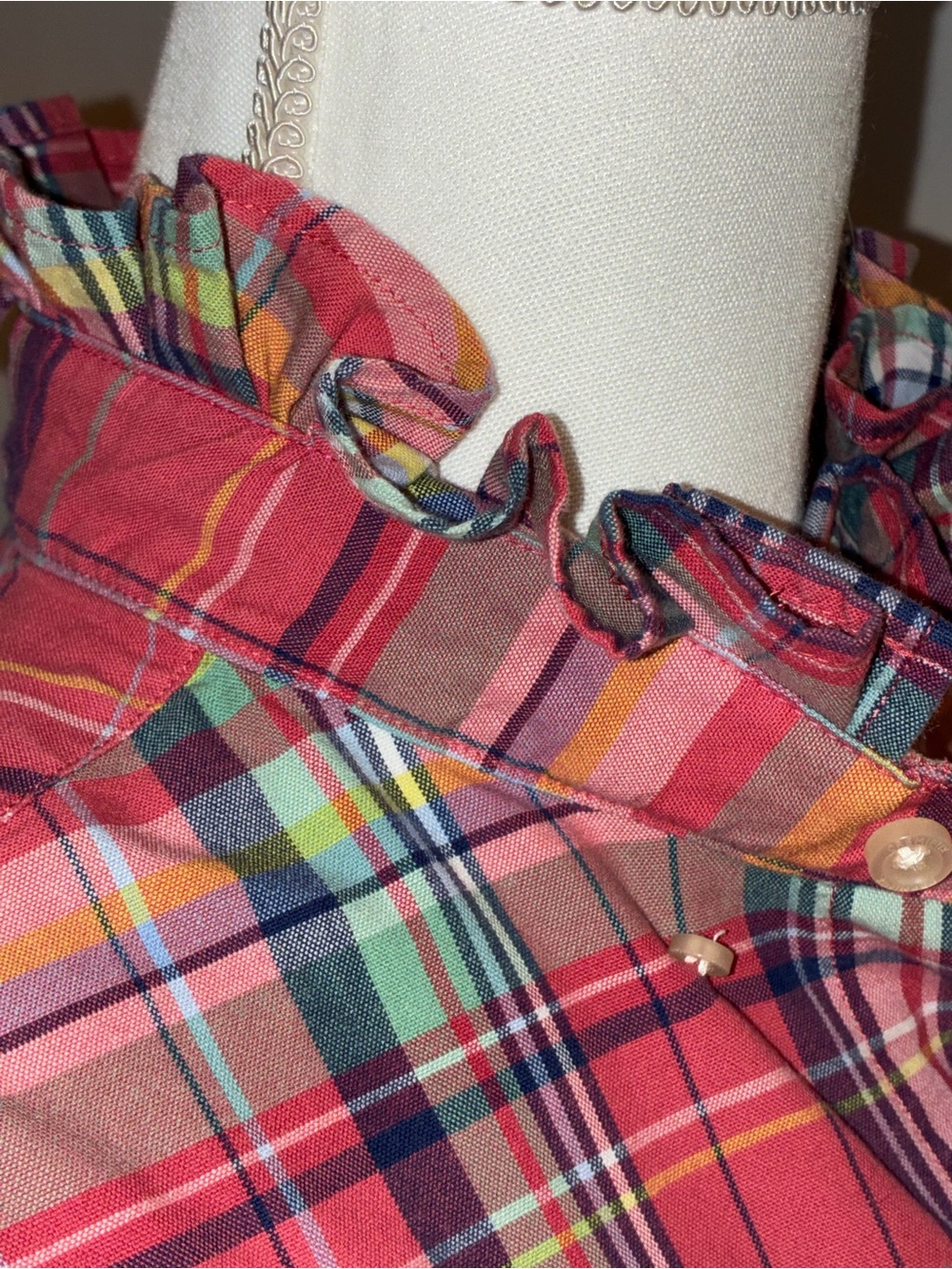 Ruffled Collar Up-Cycled “Girly” Shirt - Picture 4 of 6
